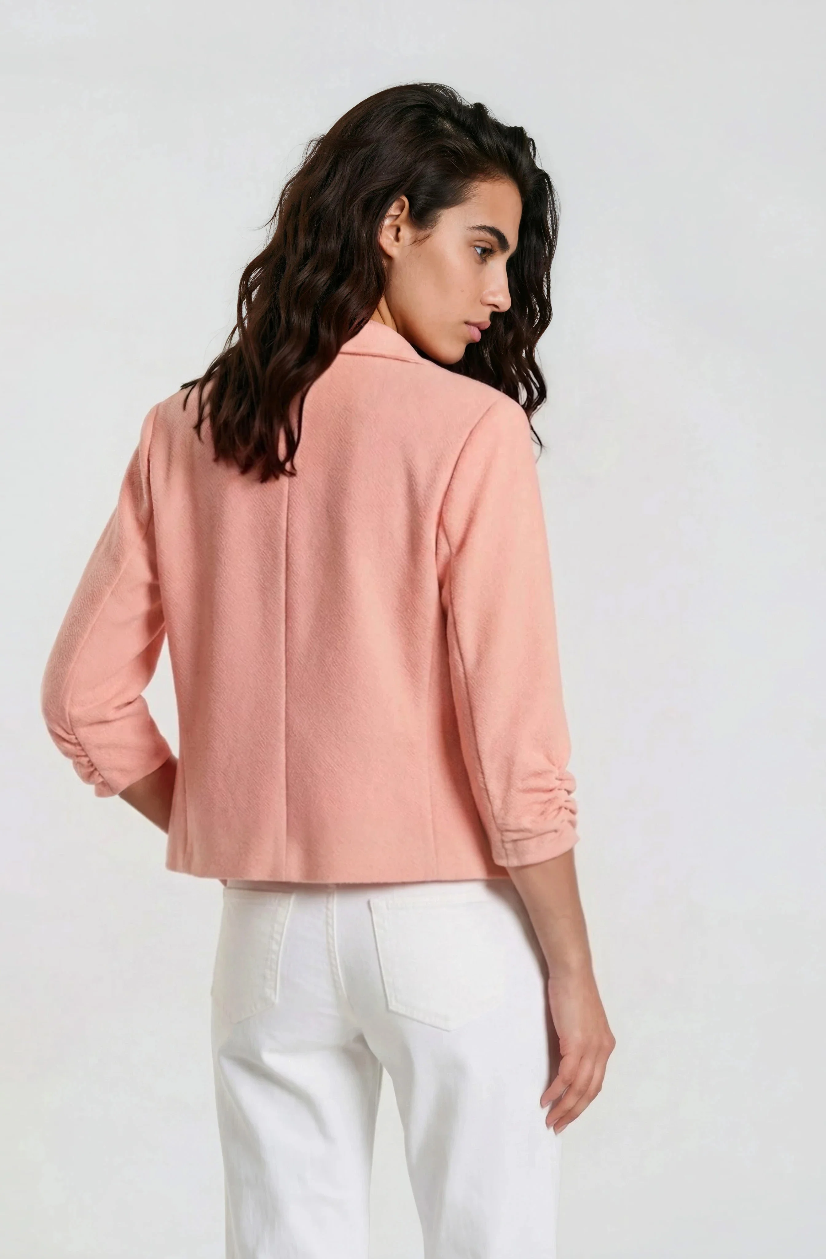 Cropped Open Blazer - Coral