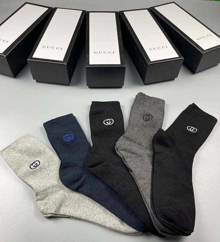 Set of 5 Pairs of Cotton Anti-bacterial Crew Socks WZ-924000175