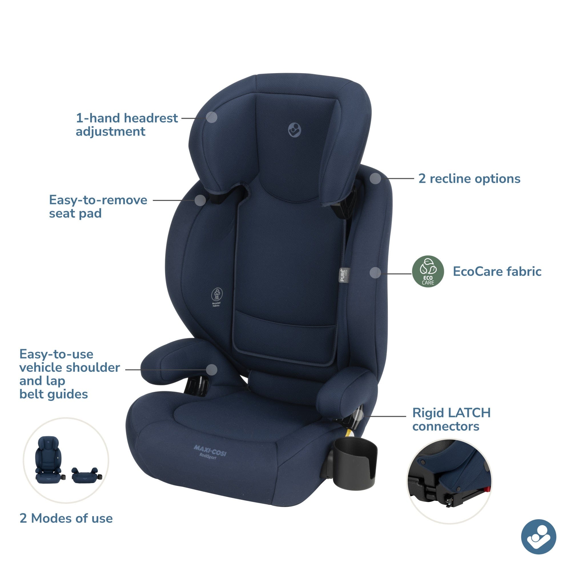 Maxi-Cosi RodiSport High Back Belt Positioning Booster Car Seat - Seafaring