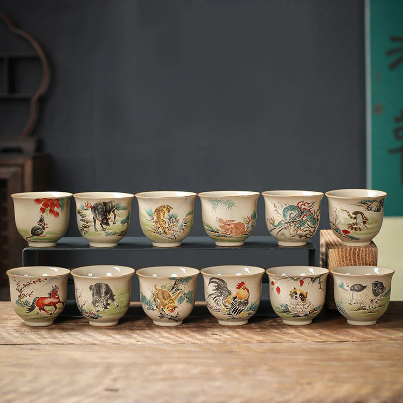 12 Chinese Zodiac Ceramic Teacup Kung Fu Tea Cup 130ml