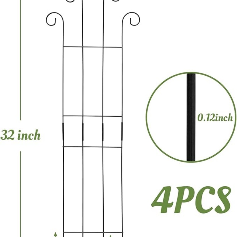 GREENFOLD 4 Pack 32'' Wave Shape Black Metal Trellis