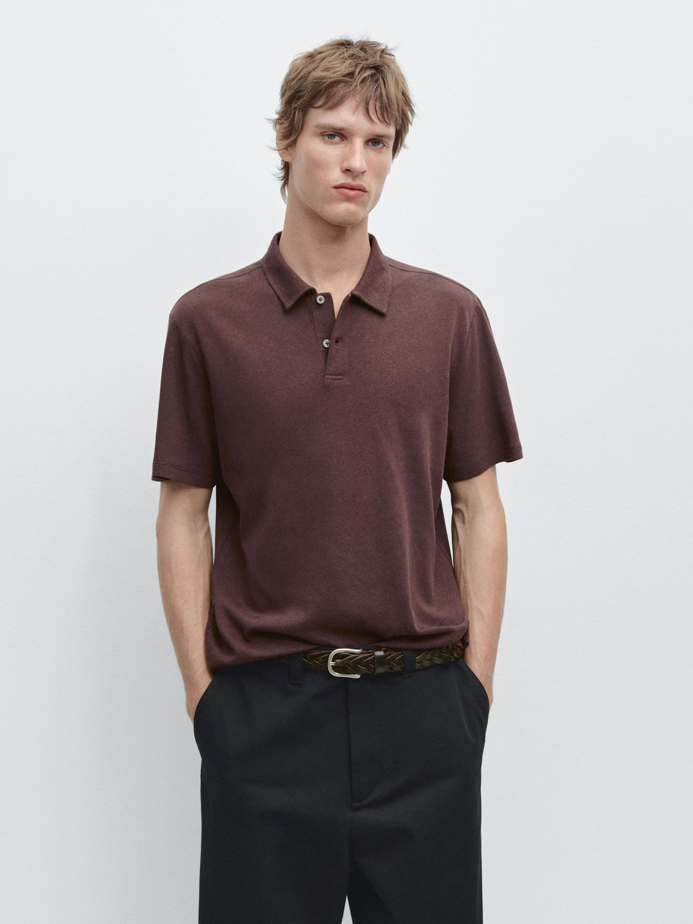 Polo manga corta lino algodón