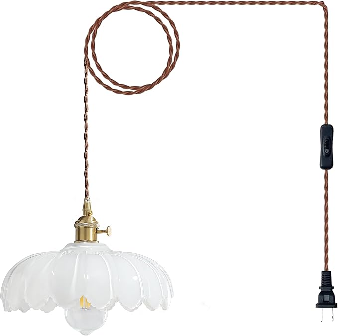 LUMISCAPE Plug in Pendant Light: Glass Hanging Lamp Plug in