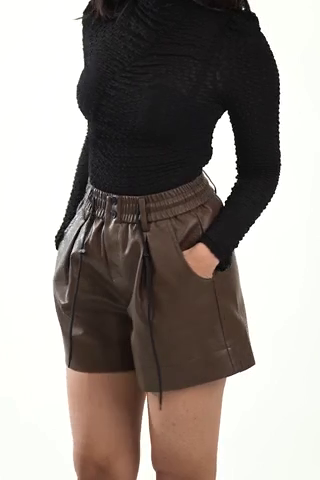 Chocolate Brown Faux Leather Shorts