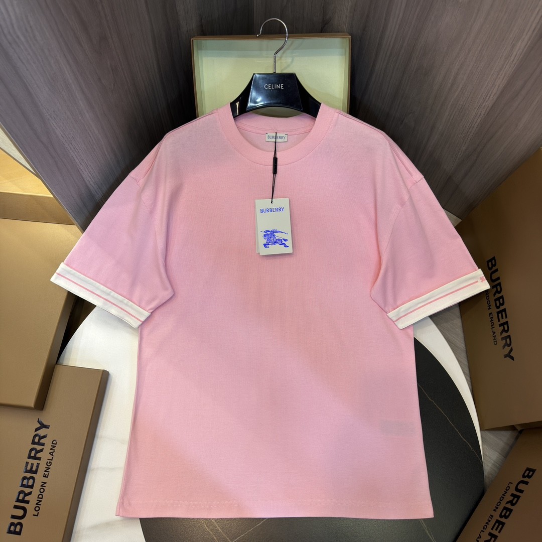 BBR 2024ss the latest white cloth cuffs stitching small war horse printed cotton t-shirt