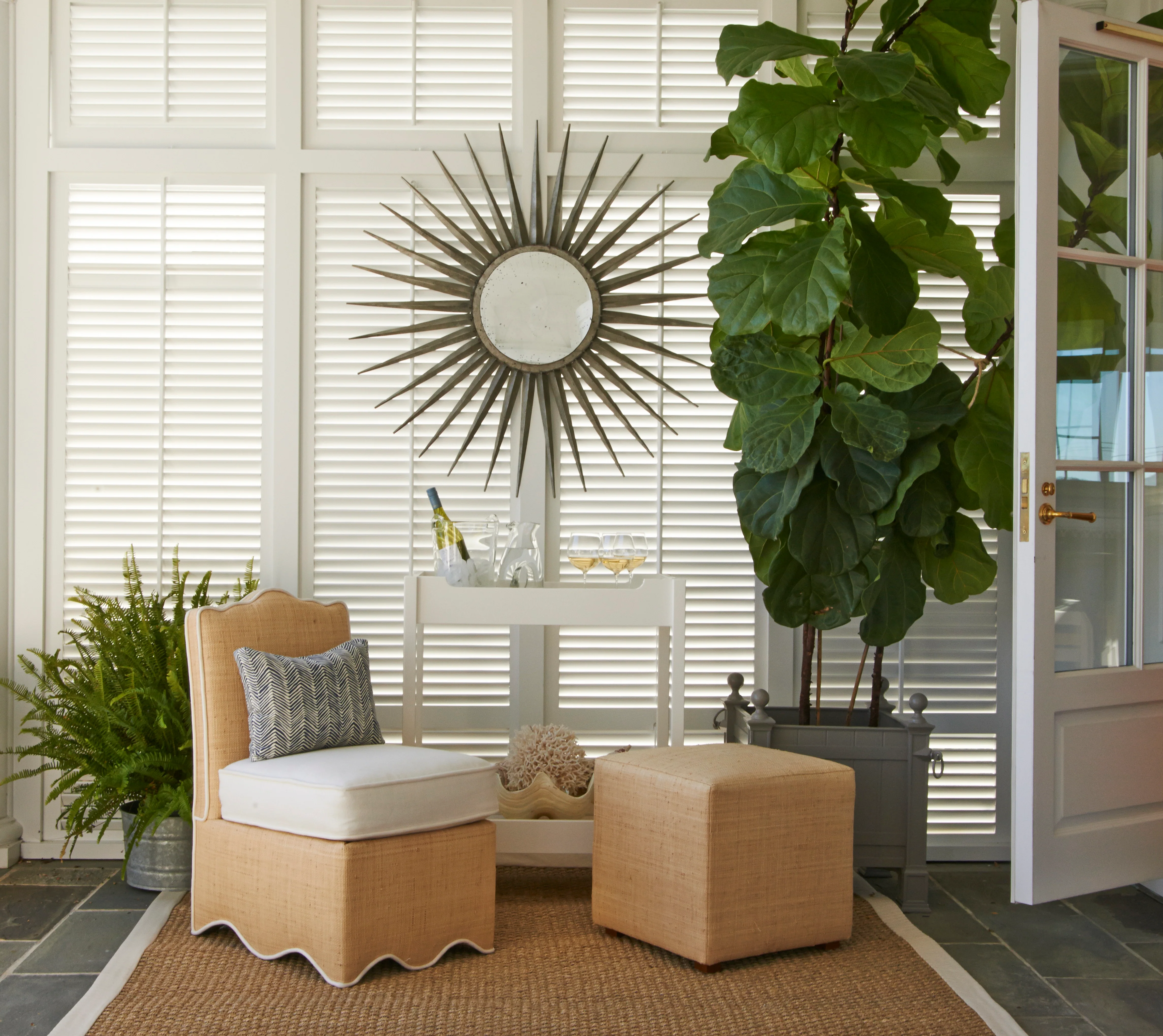 Raffia Scallop Slipper Chair