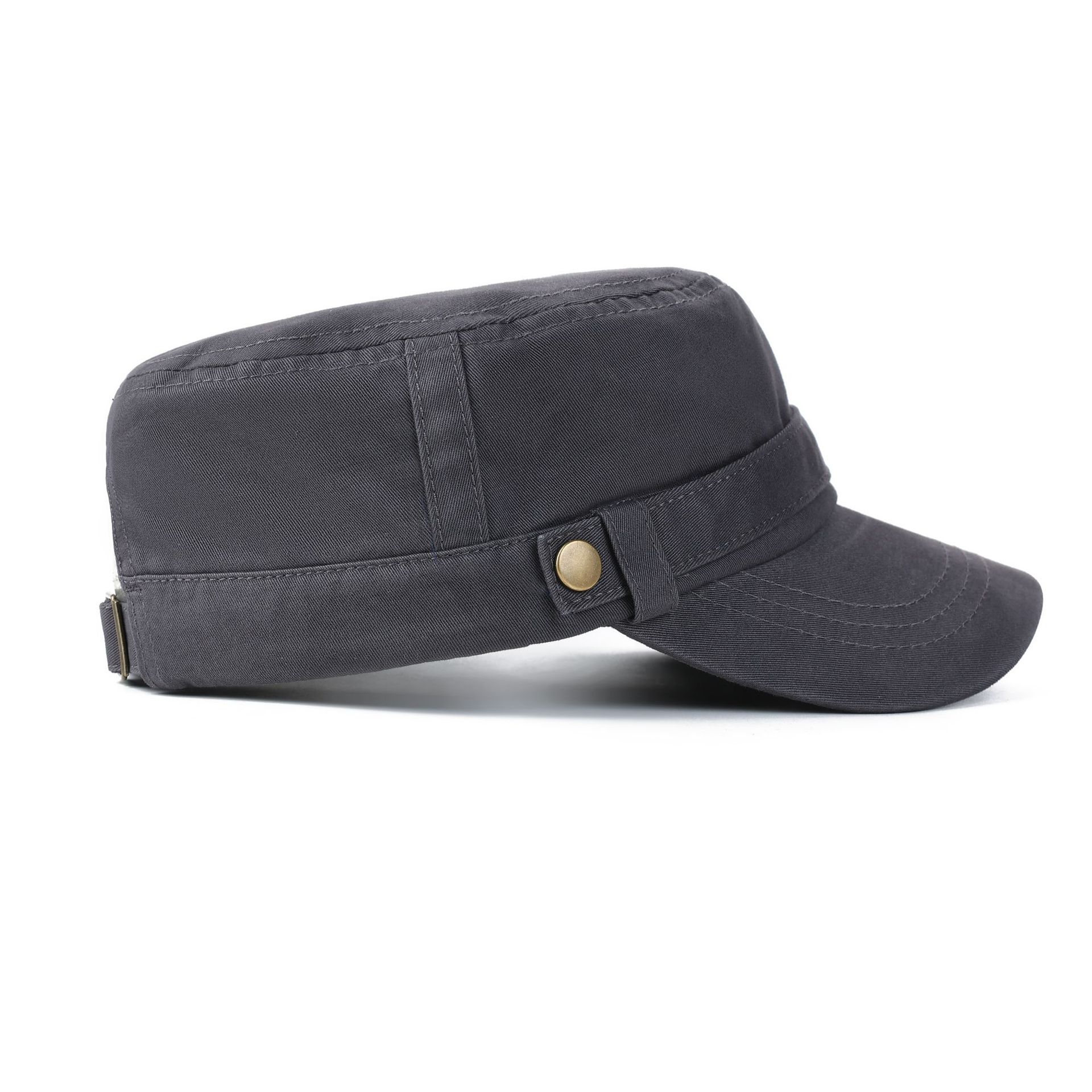 Men's Retro Washed Flat-Top Curved Brim Adjustable Cadet Cap