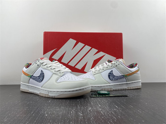 NK Dunk Low White Multi-Color Paisley (GS) FN8913-141