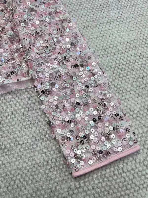 Pink Diamond Button Sequin Cardigan MY-93221