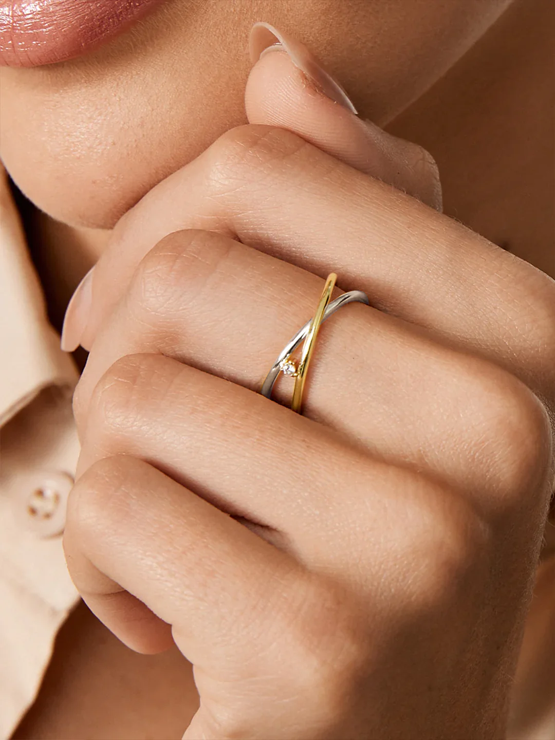 Mixed Overlapping Sapphire Statement Ring