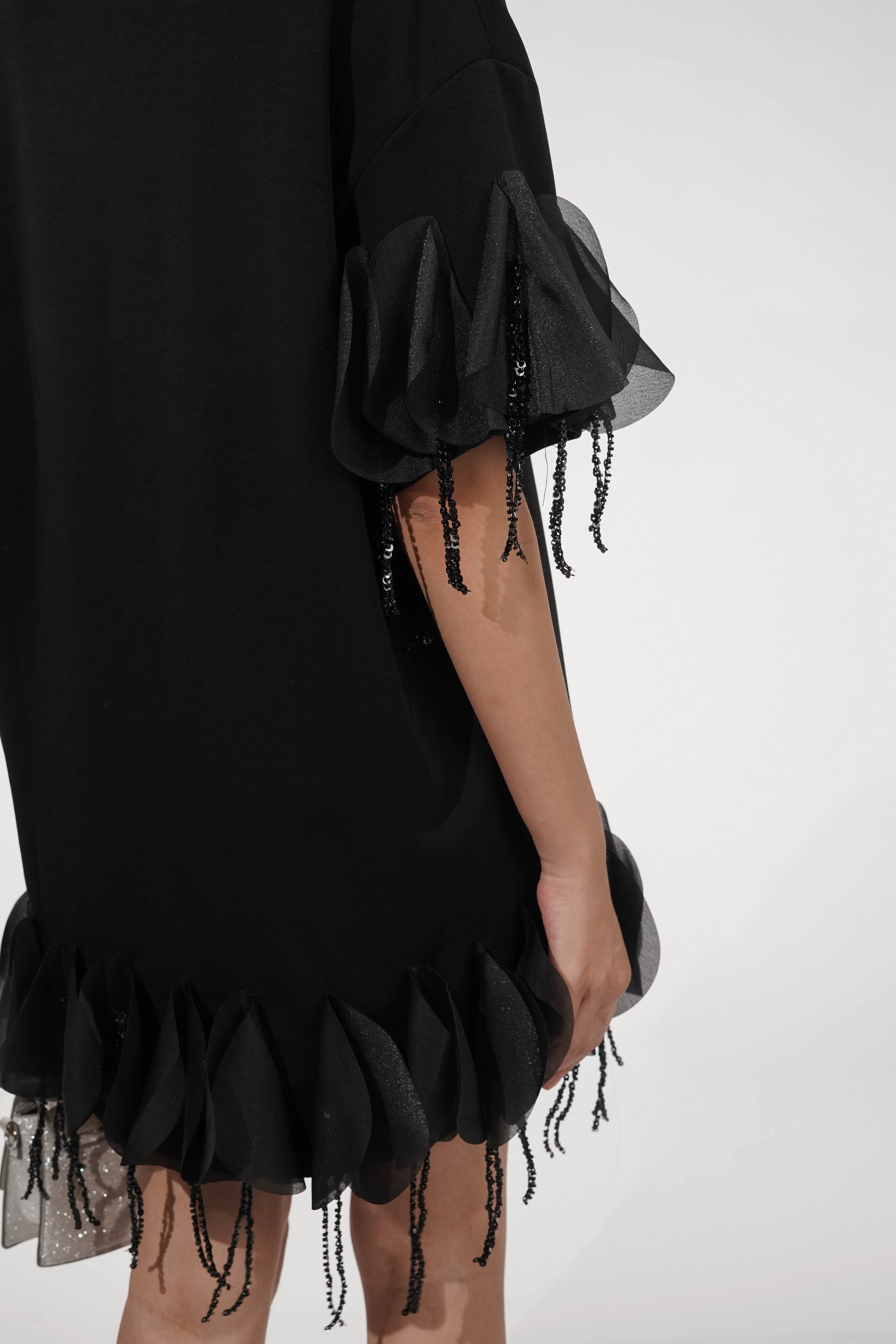 Stella Black Tasselled T-shirt