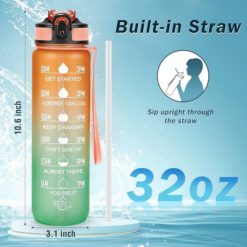 THERMOCLOUD Motivational Water Bottle with Time Marker