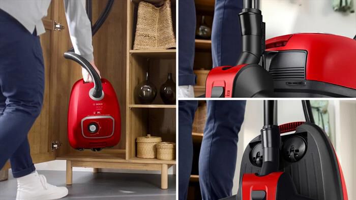 BOSCH - Aspirapolvere a traino BGB41PET1-Nero, Rosso