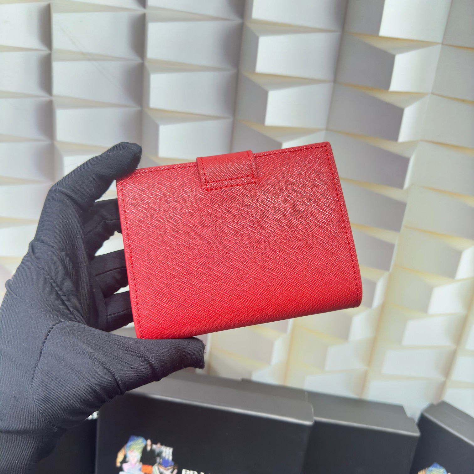 Fashion 3.9″x3.5″x0.8″ Red Leather Wallet QB-927086