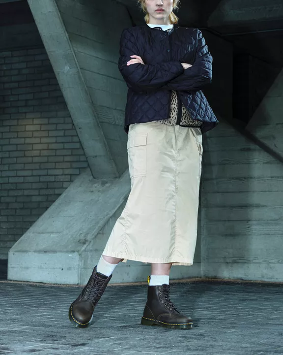 1460 Faux Fur Lined Grizzly Leather Lace Up Boots