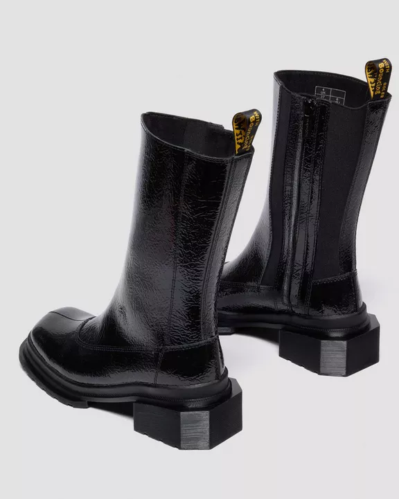 Maybole Hi Square Toe Patent Chelsea Boots