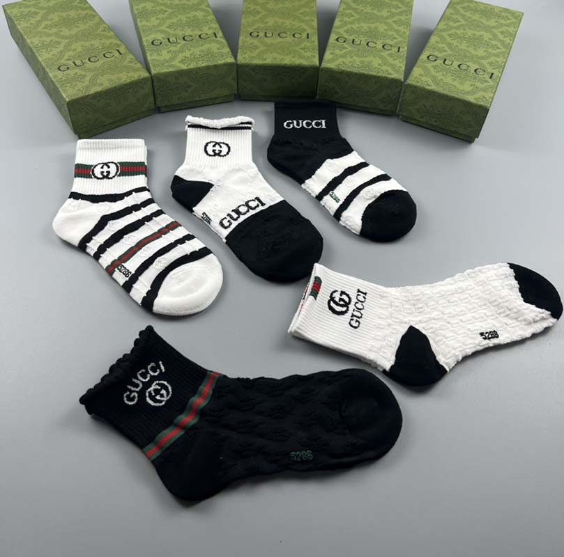 Set of 5 Pairs of Cotton Anti-bacterial Ankle Socks WZ-924000148
