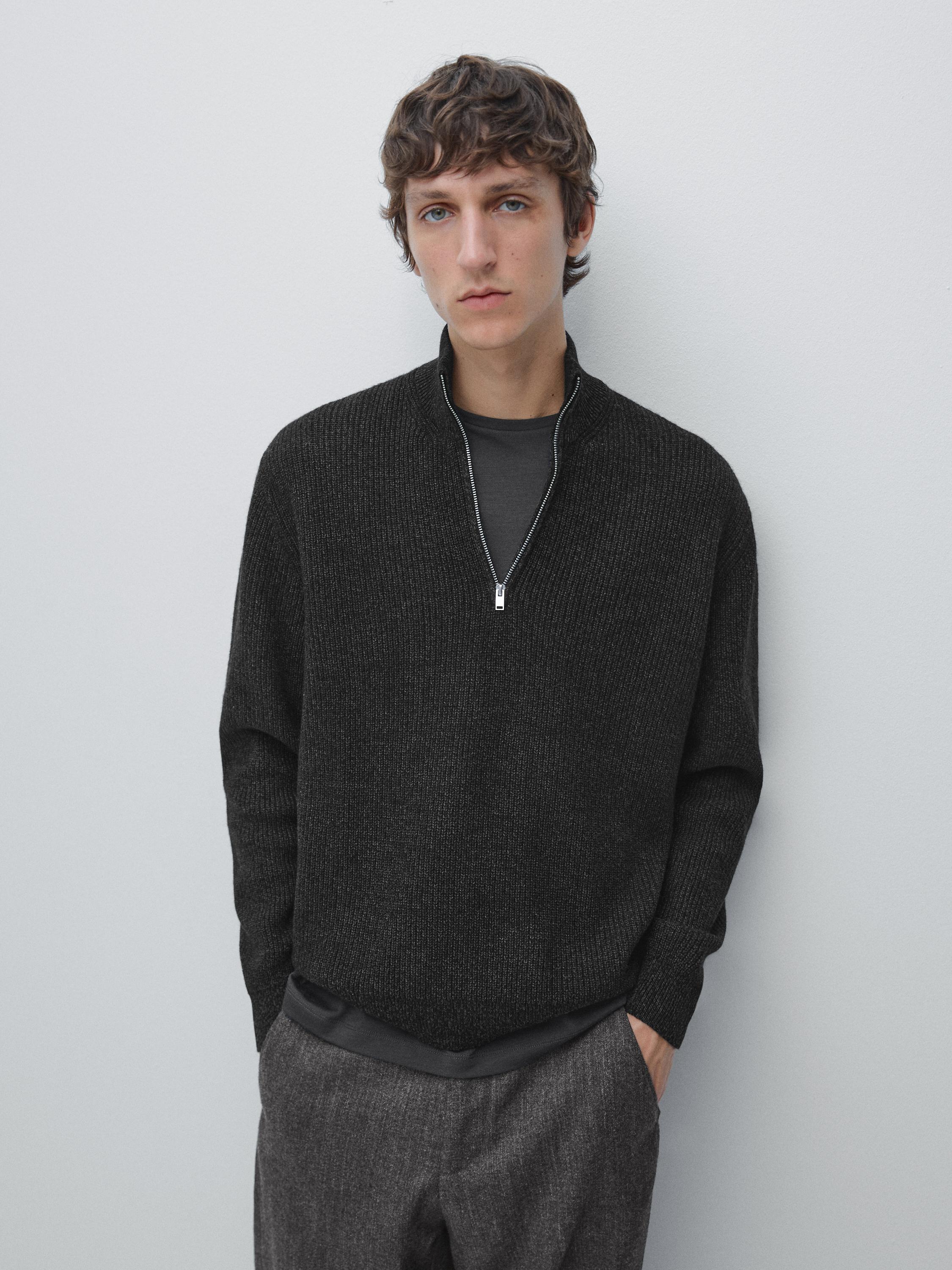 Jersey punto cuello mock cremallera