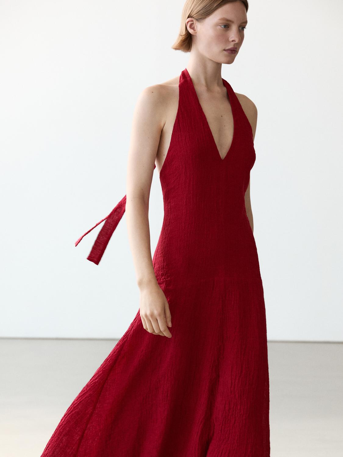 Vestido largo escote 100% lino