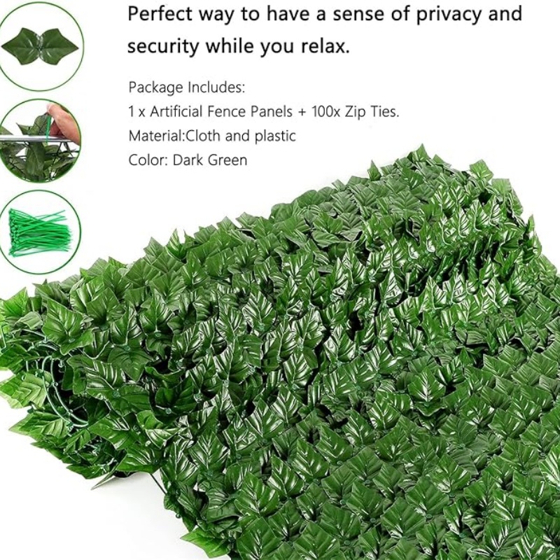 GREENFOLD Artificial Ivy Privacy Fence with Lights