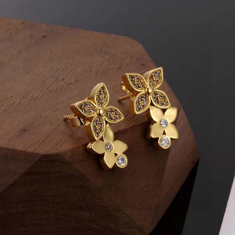 Fashion Stone-set Flowers Earrings ED-931316
