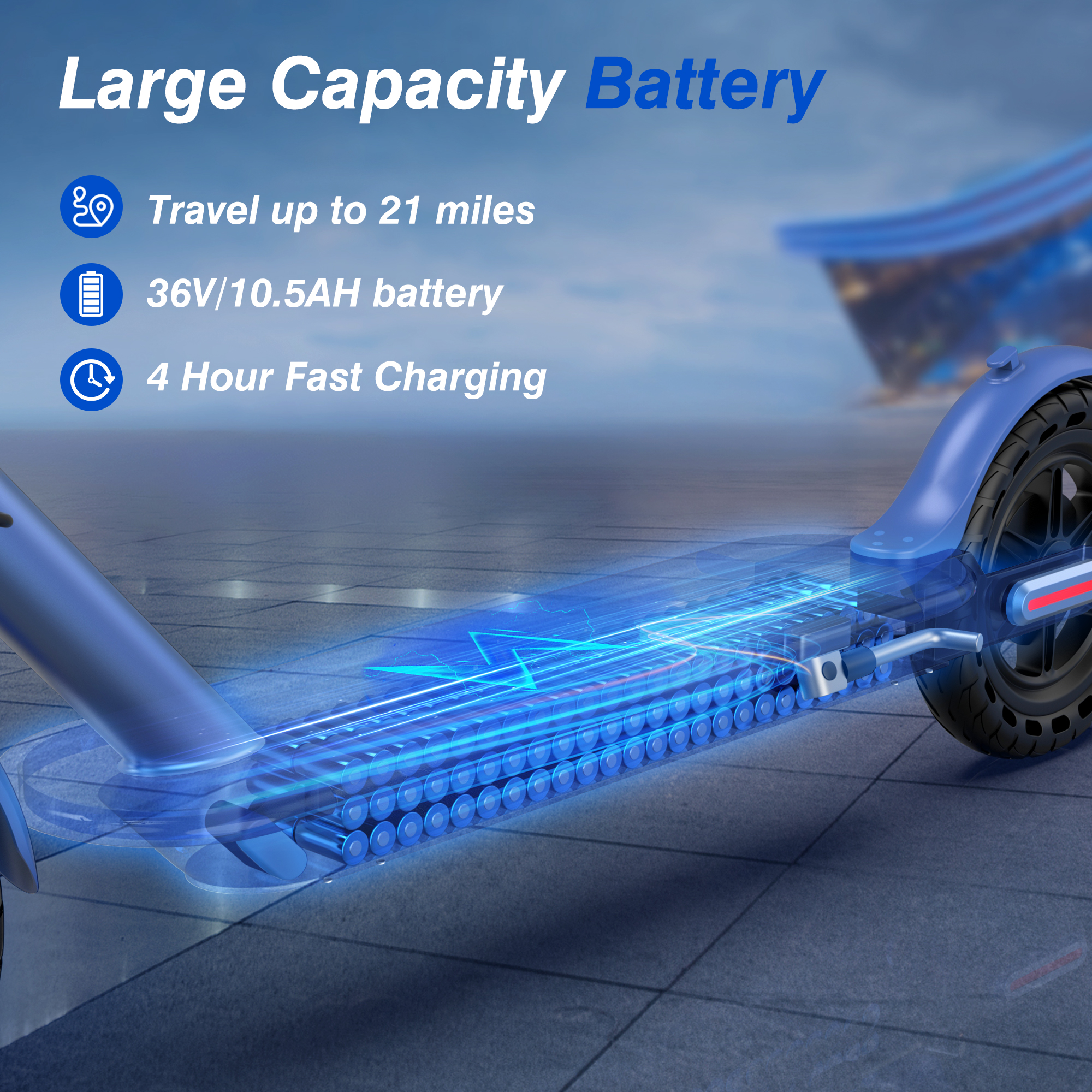 AOVOPRO ES80 Electric Scooter 350W Dual Brake App LCD Display Waterproof Foldable Blue-US