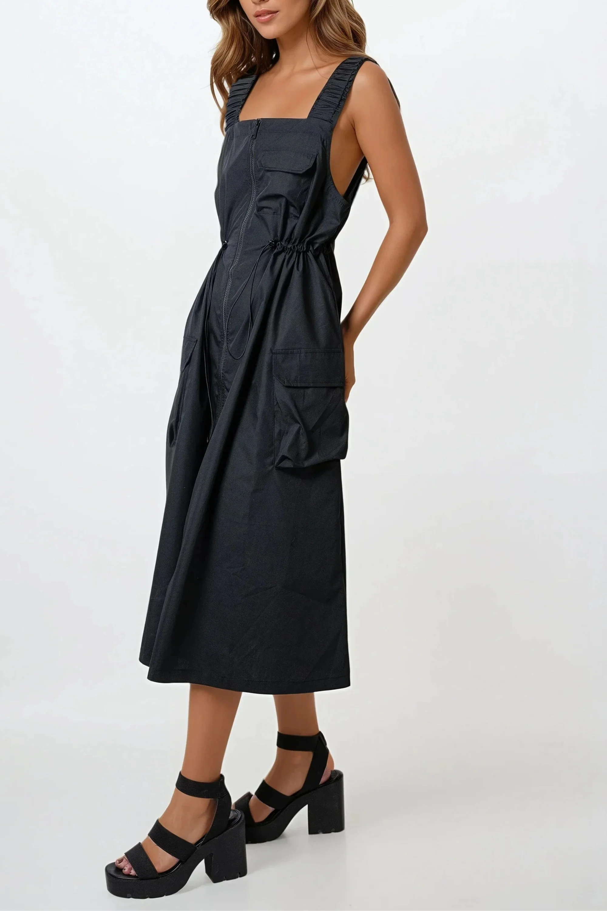 Sunset Black Zippered Dress