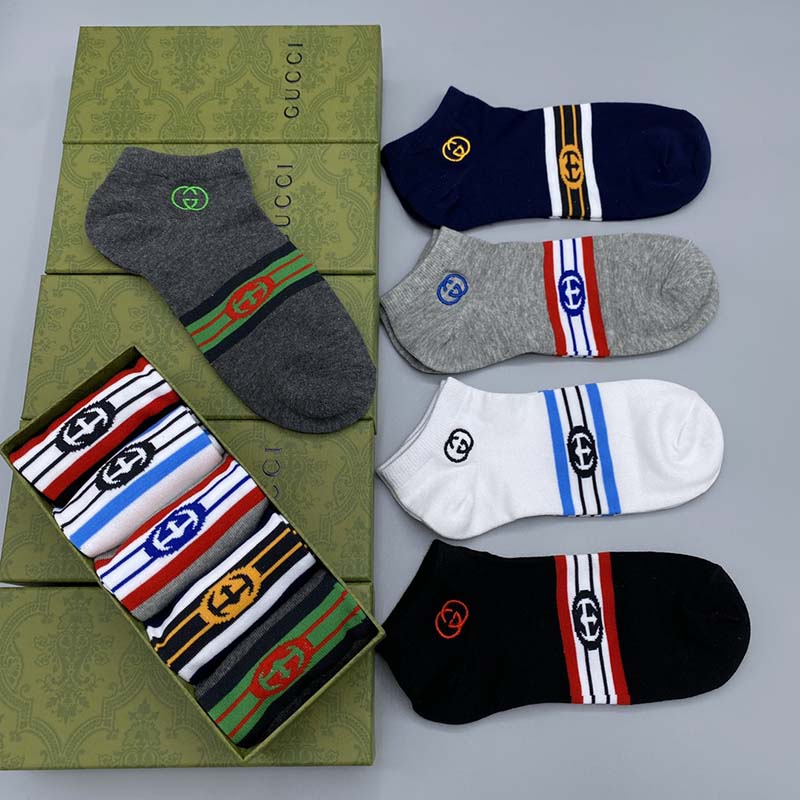 Set of 5 Pairs of Cotton Anti-bacterial Ankle Socks WZ-924000142
