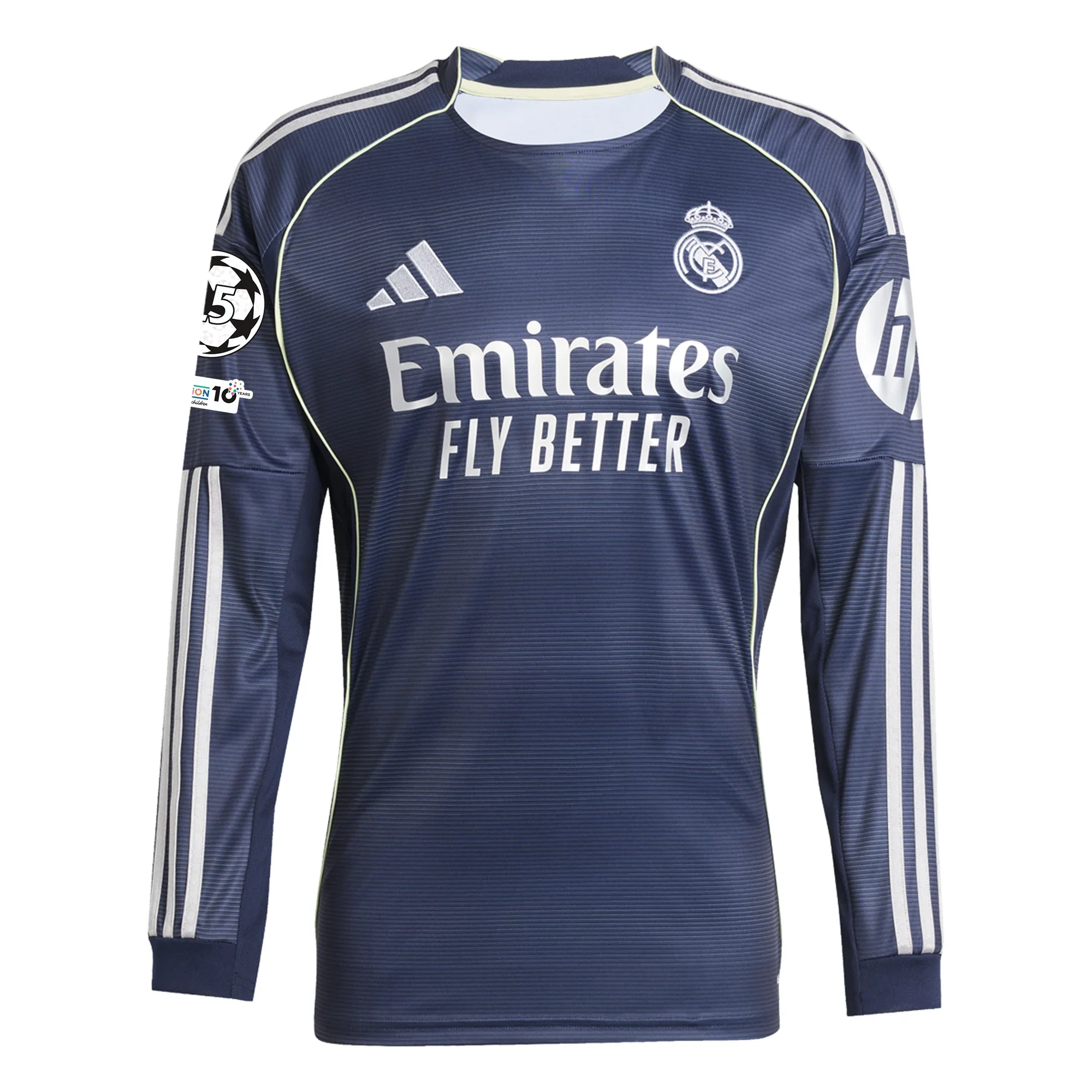adidas Real Madrid Vini Jr. Long Sleeve Away Jersey w/ Champions League Patches 25/26 (Legend Ink)