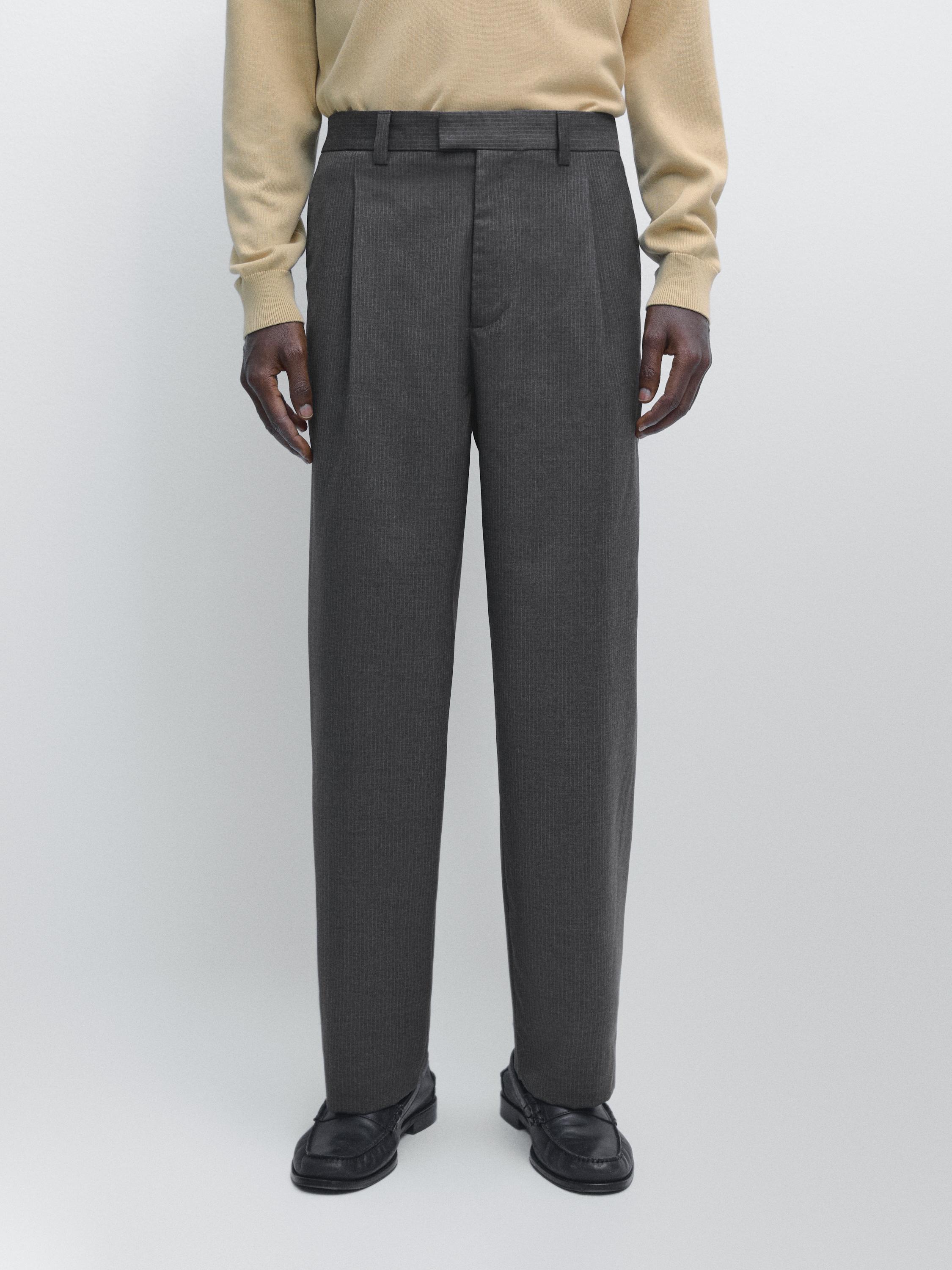 Pantalón pinzas mezcla lana