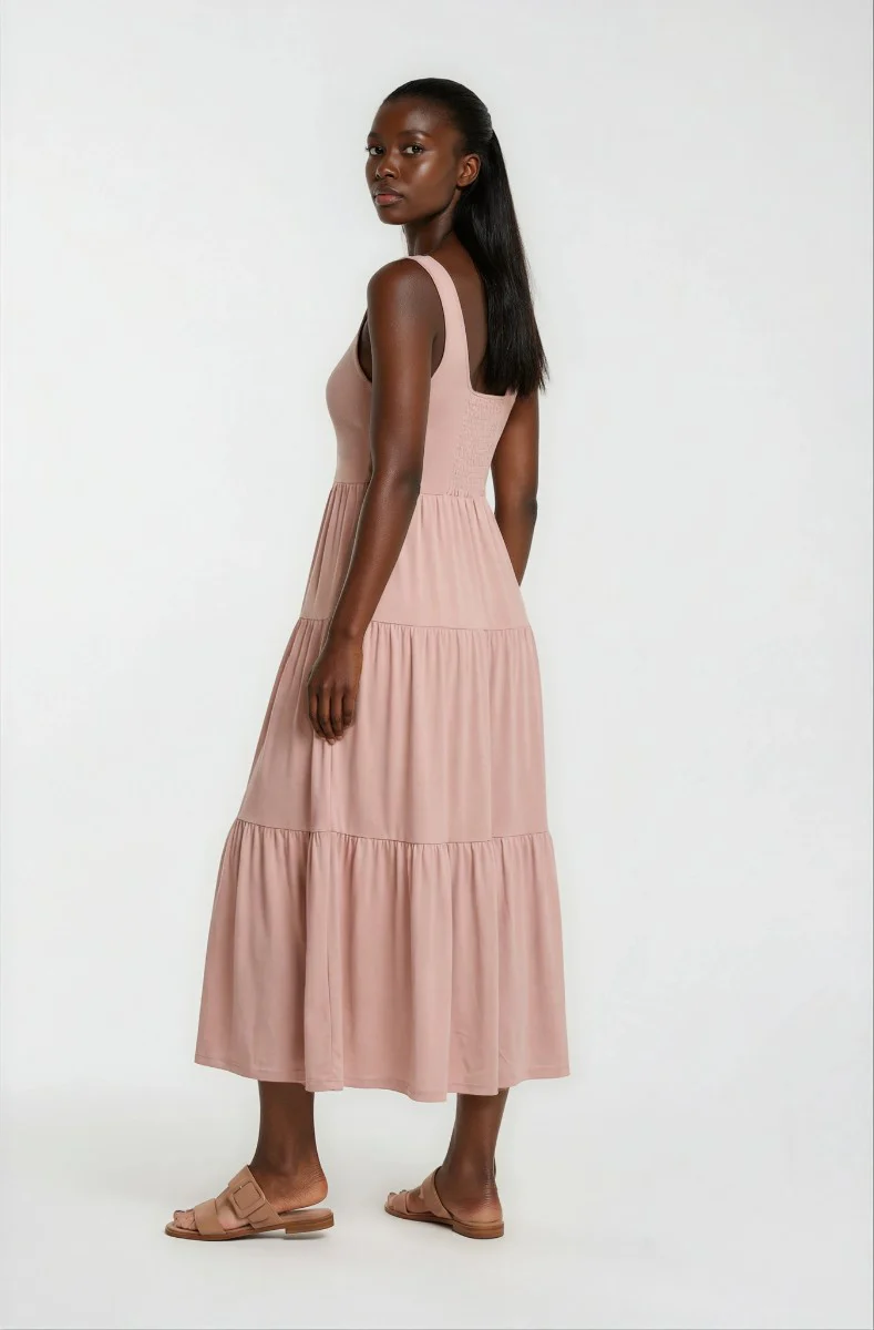 Sleeveless Tiered Maxi Dress - Blush