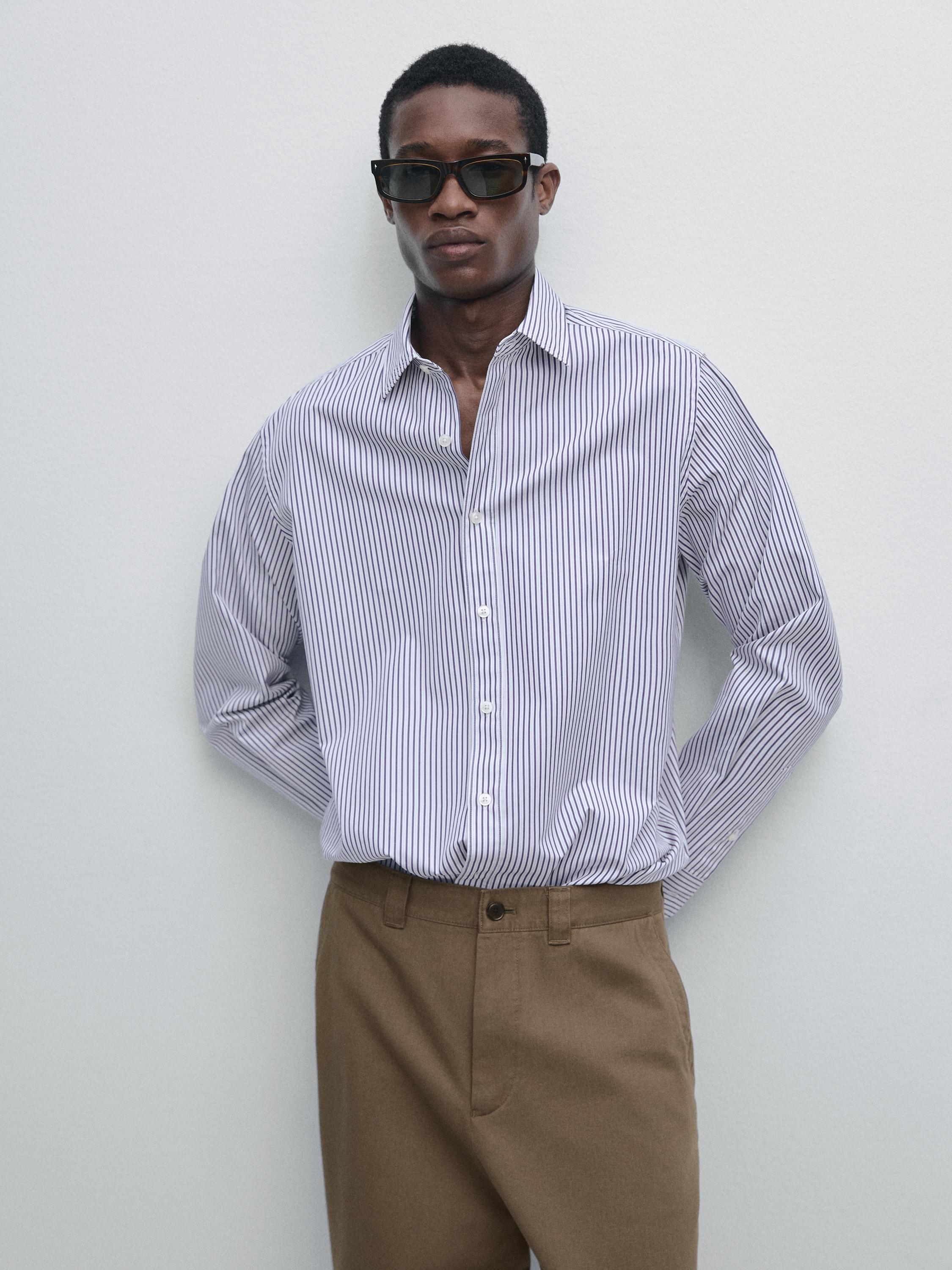 Camisa rayas regular fit 100% algodón