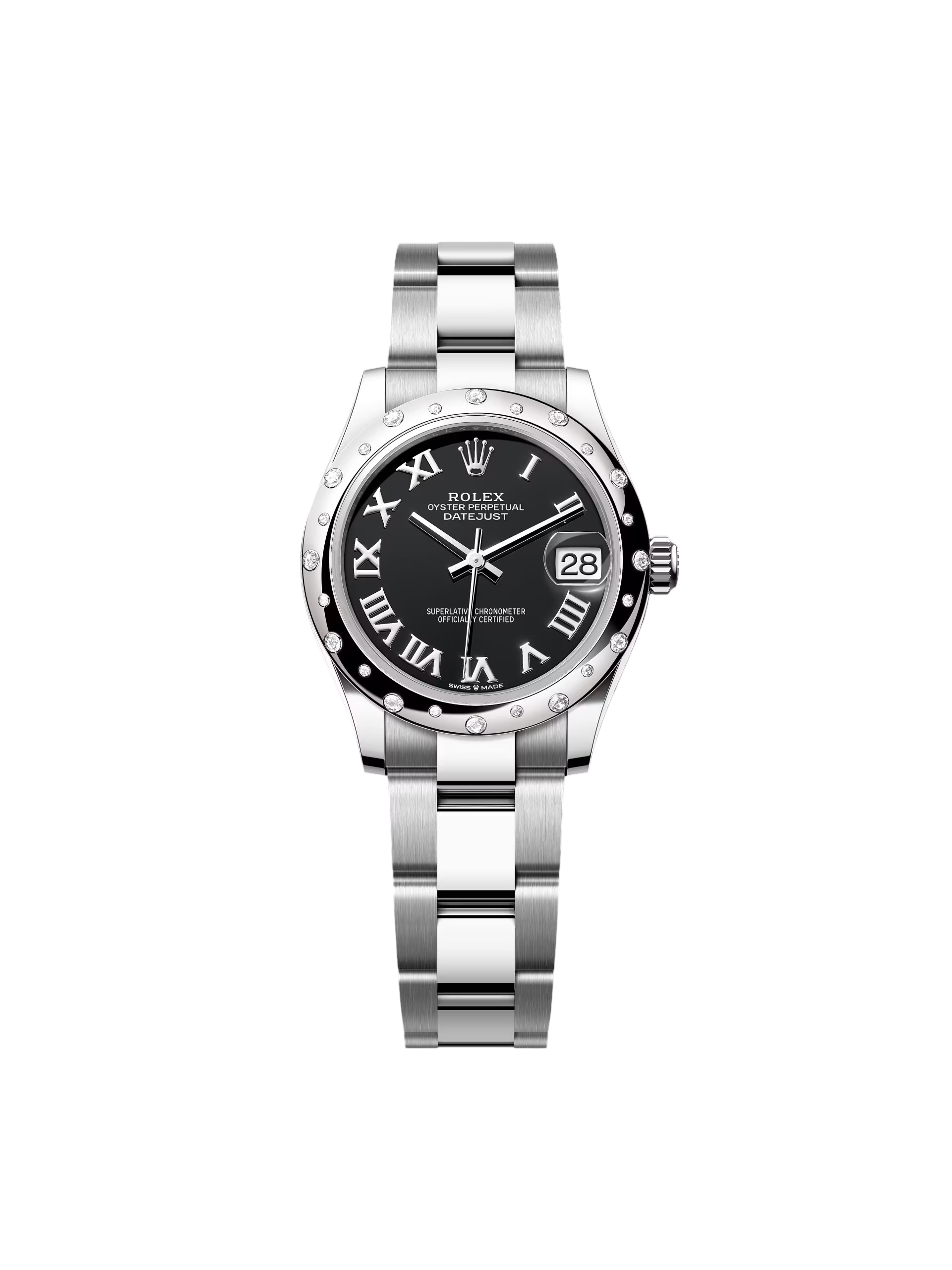 Rolex Datejust m278344 Bright Black Dial 31mm Domed Diamond