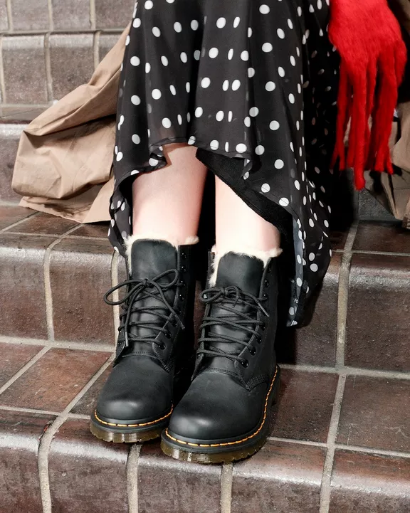 1460 Serena Faux Fur Lined Leather Lace Up Boots