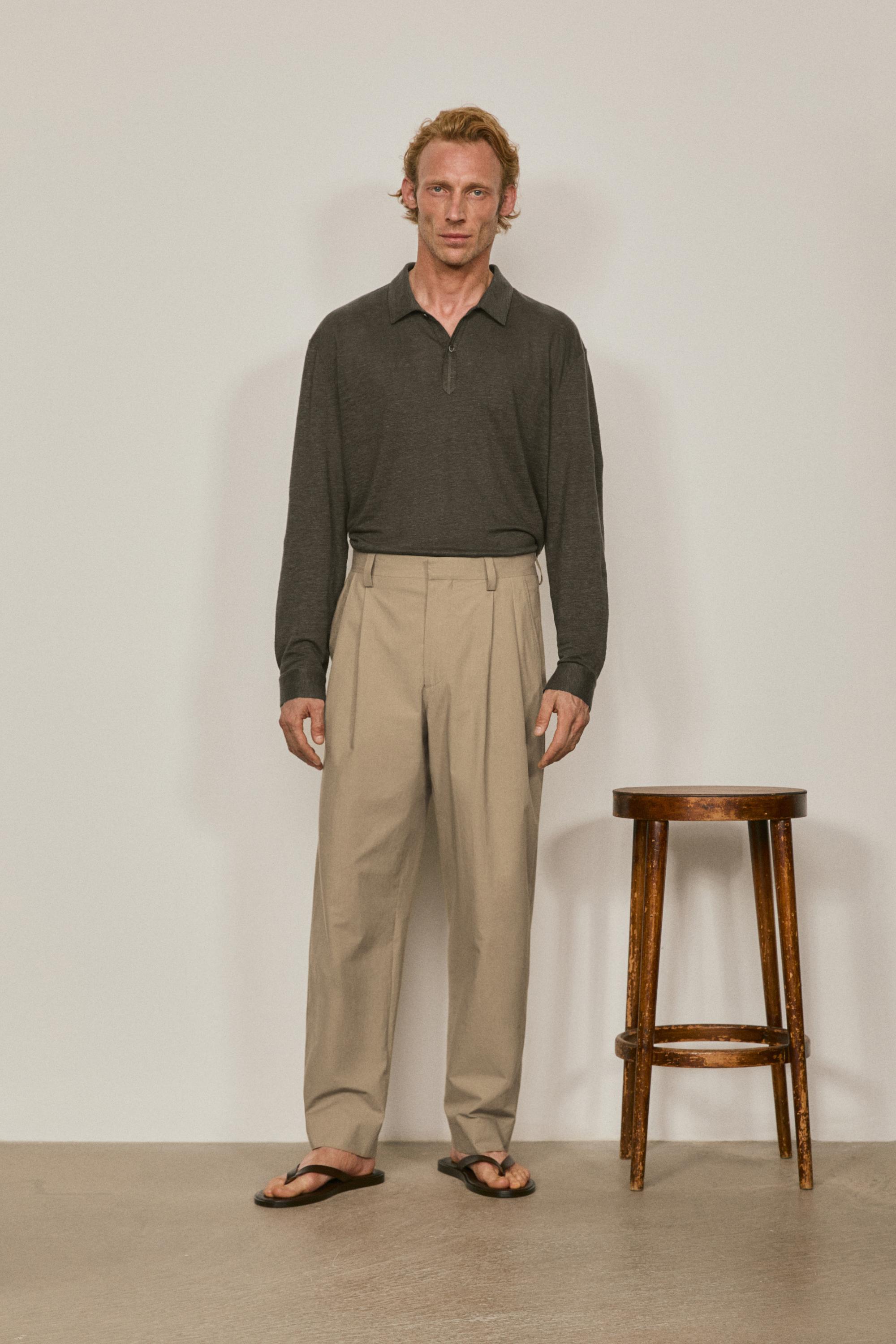 Pantalón popelín detalle pinzas algodón - LIMITED EDITION