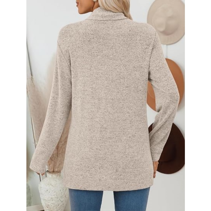 Women Lightweight Open Front Knit Cardigan Long Sleeve Fall Casual Cardigan with Pockets Soft Mid‑Length Outerwear