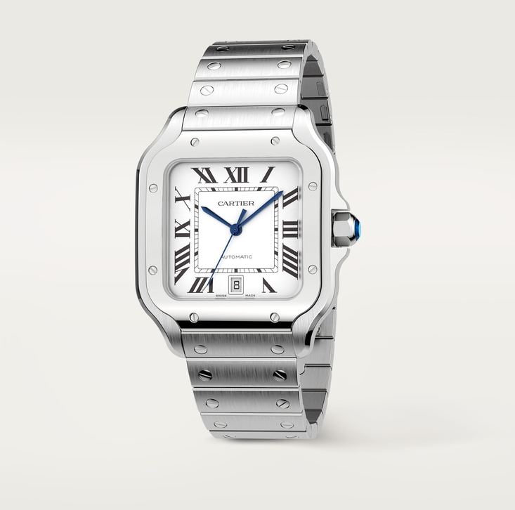 Santos de Cartier watch Large model Silvered opaline dial 39.8 mm