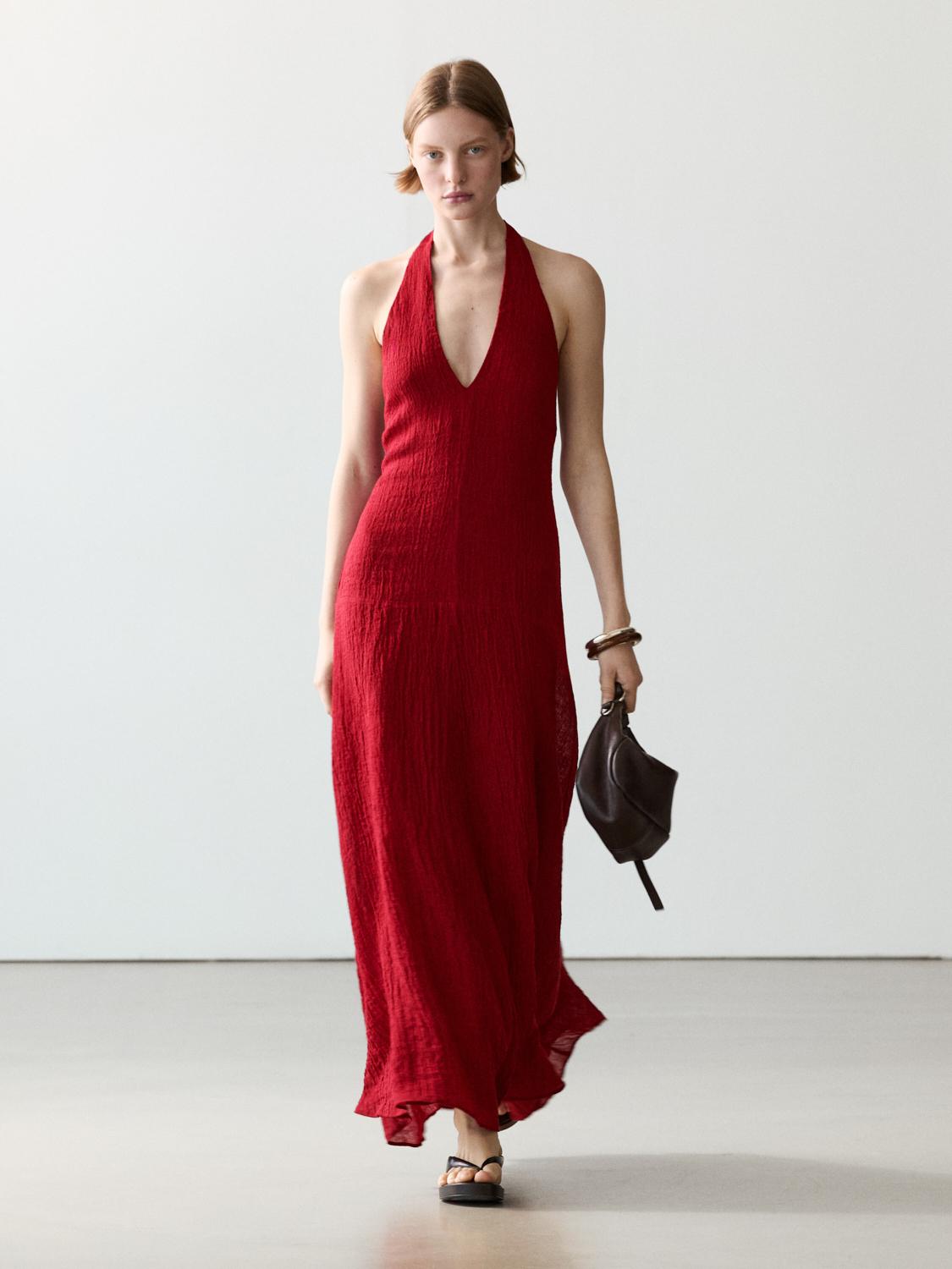 Vestido largo escote 100% lino