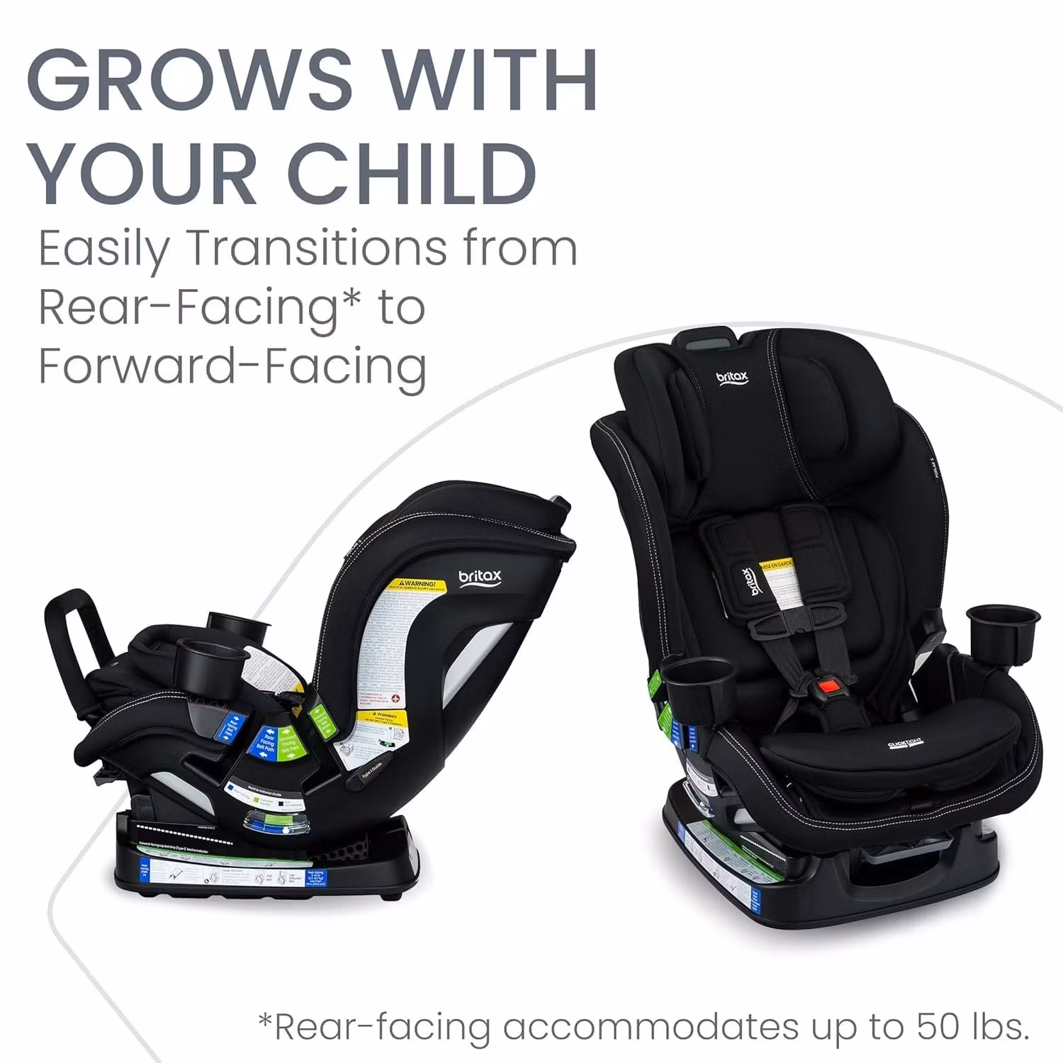 Britax Poplar S ClickTight Convertible Car Seat, Slim 17-Inch Design - Onyx