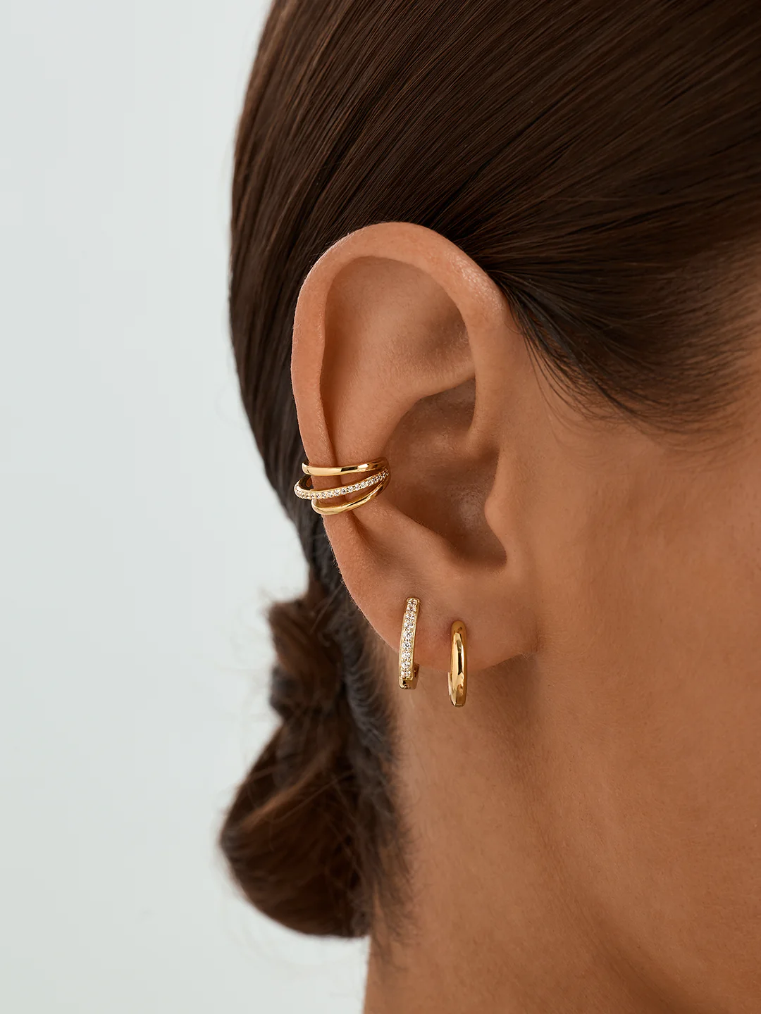 Silver Pave Sapphire Layered Ear Cuff