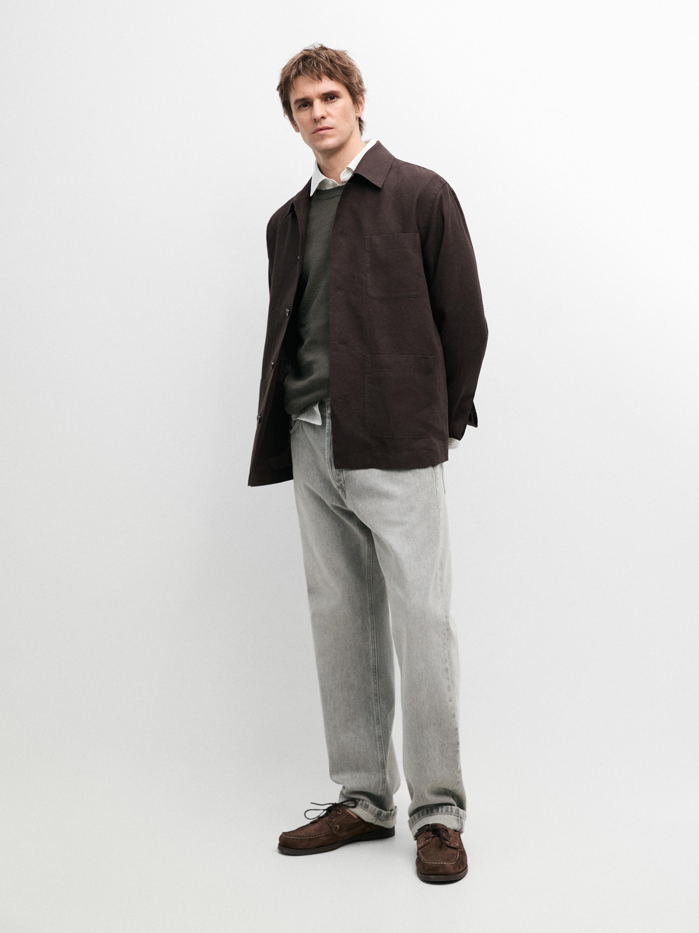 Sobrecamisa detalle bolsillos lino total look