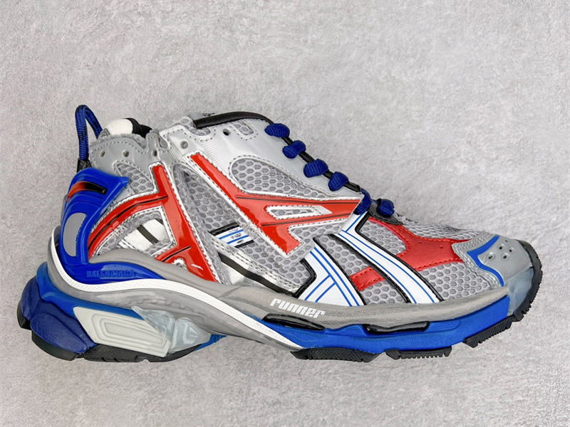 BLCG Runner Lace-Up Sneakers Gray Blue Red 677403W3RB61264
