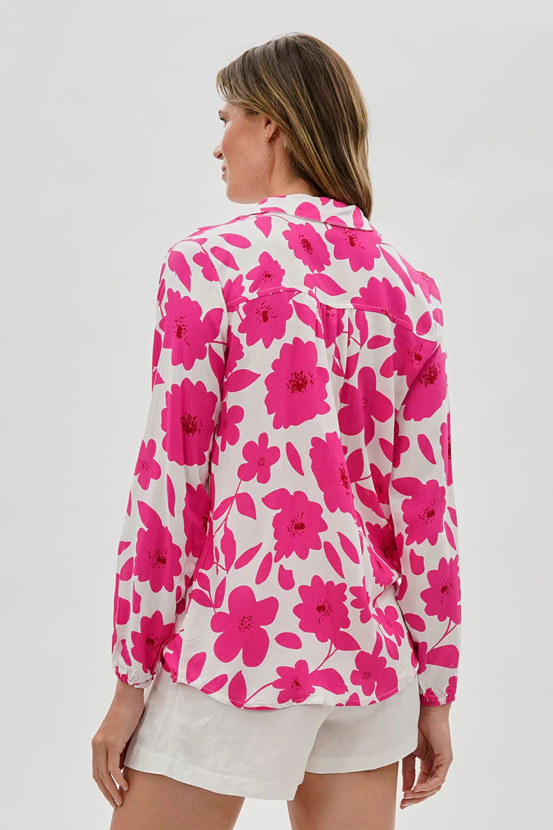 Floral Button Down Blouse - White