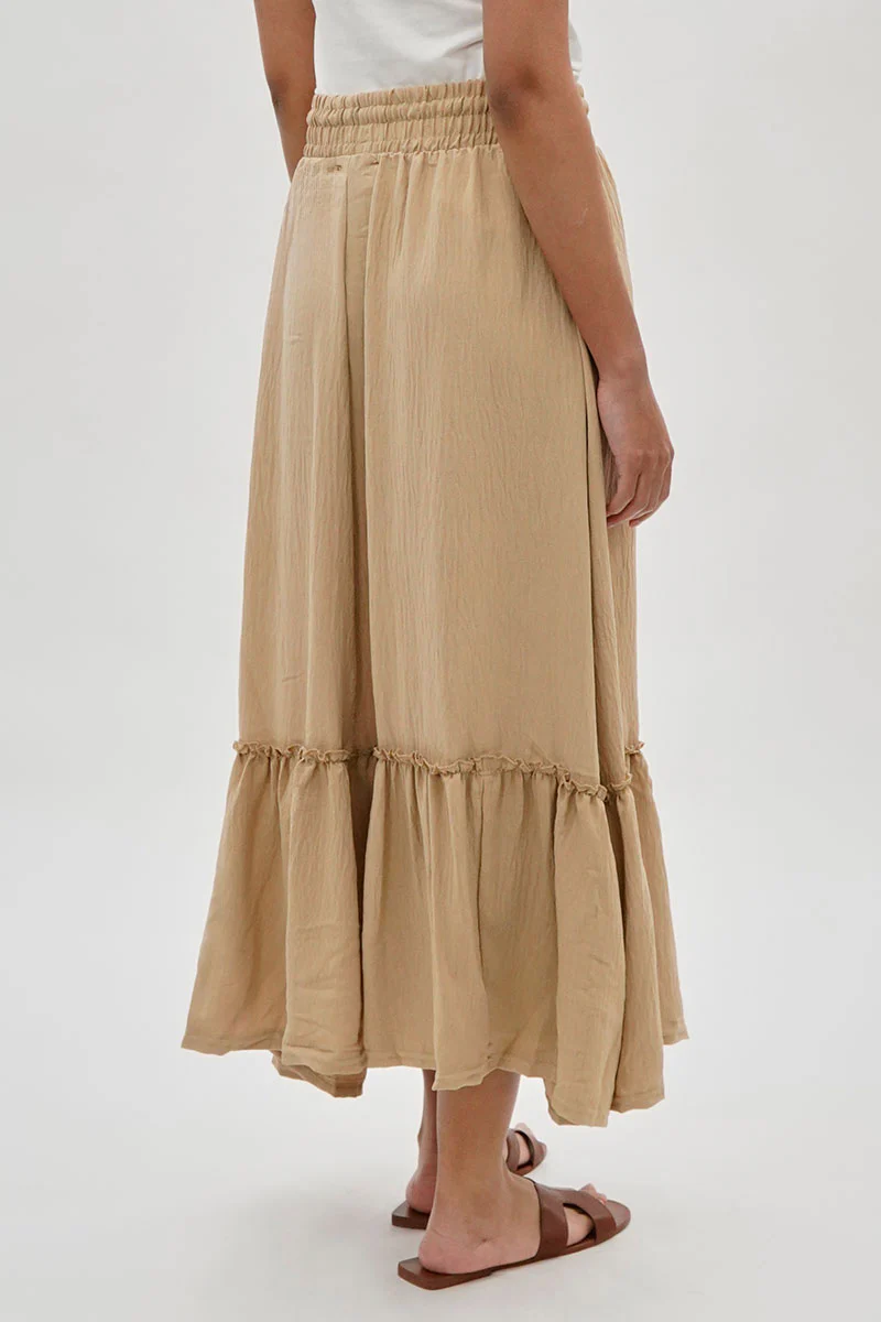 Vintage Tiered Cinched Skirt - Cream