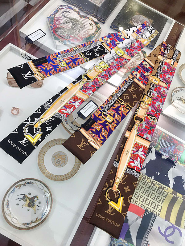 120x8cm Fashion Chains Prints Handbag Ribbon Scarf Neck Bow WJ-987037