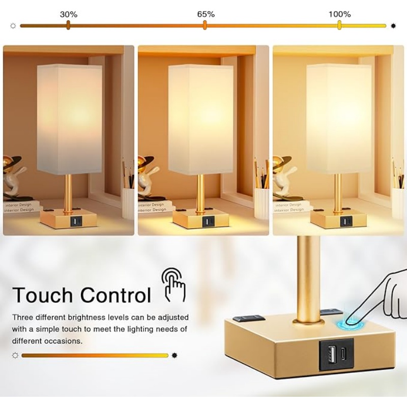 Gold White Touch Table Lamp