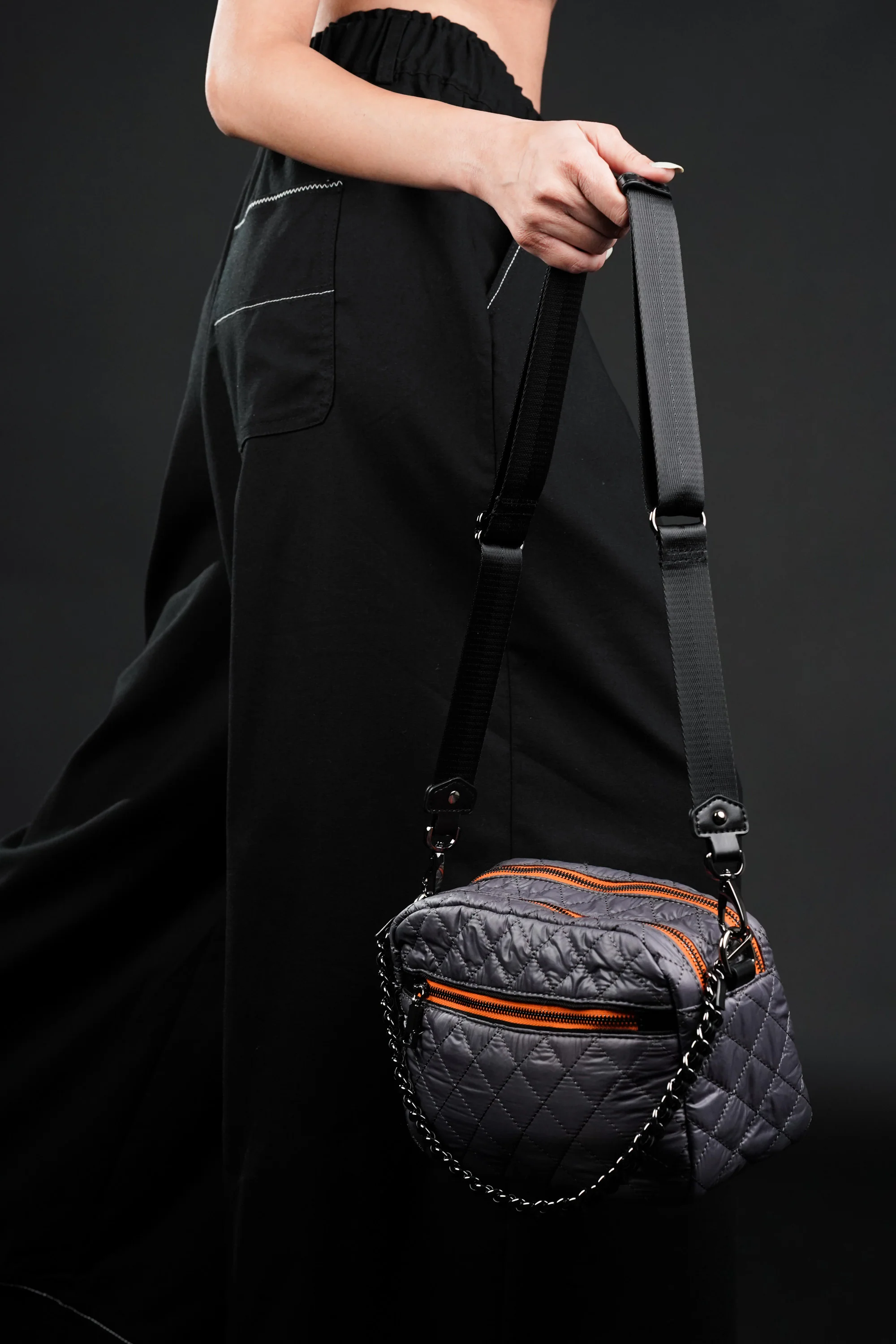 Grey Quilted Streetstyle Bag