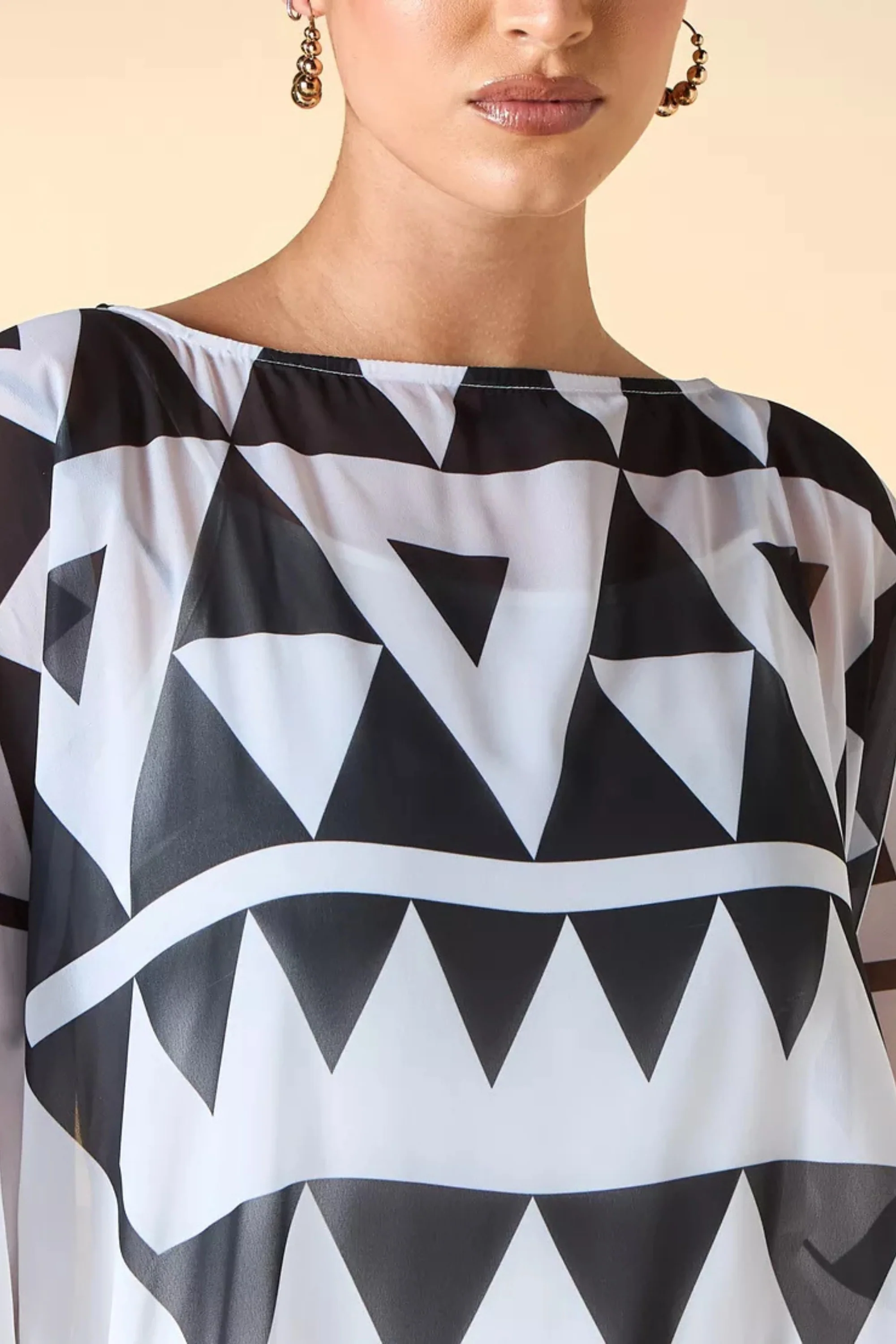 Cover-Up Geometric Print Kaftan