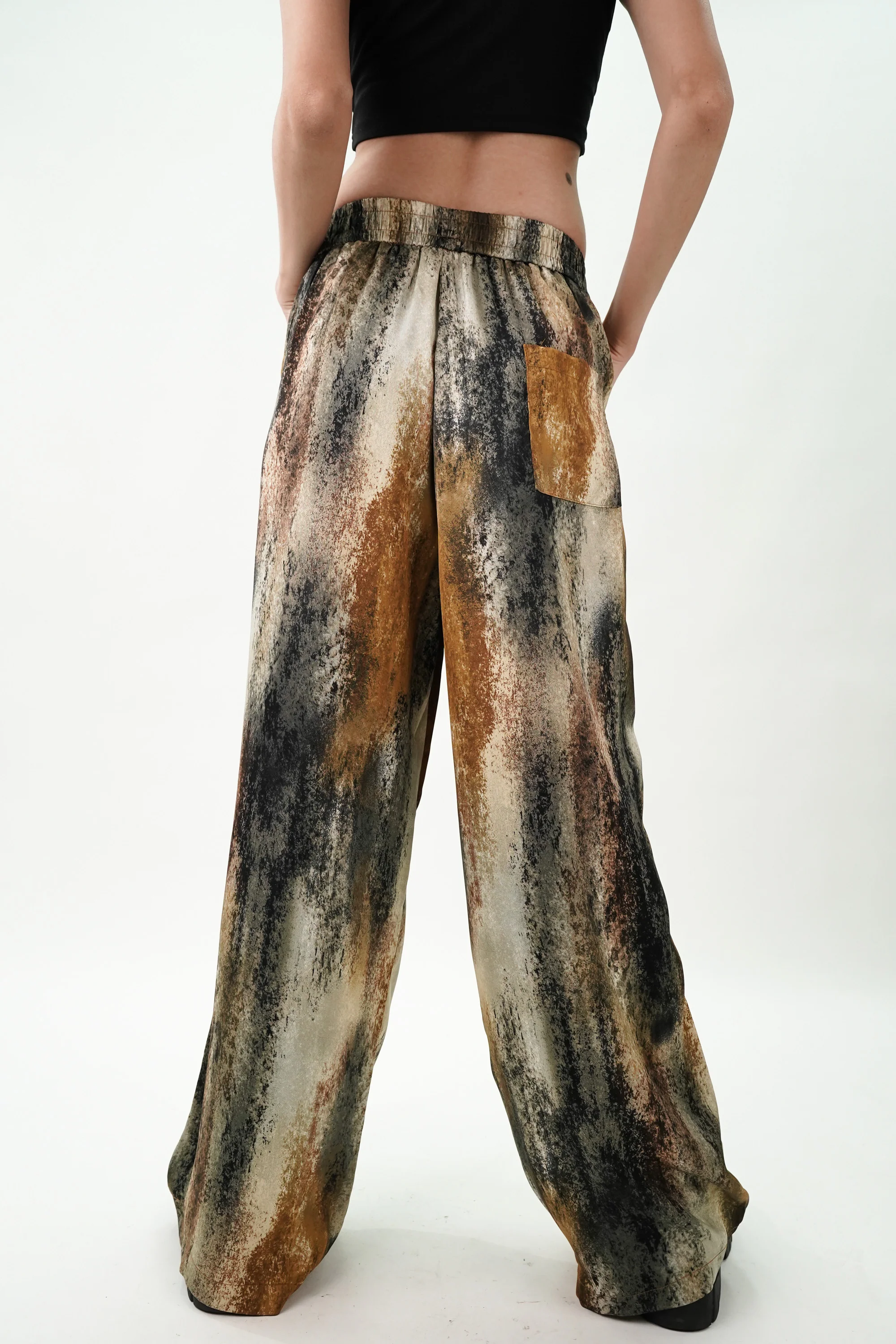 Warm Tone Wide leg Satin Pants