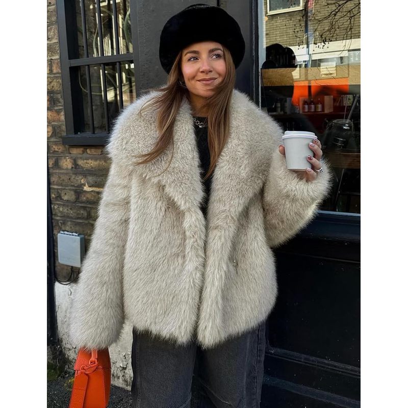 Women's Faux Fur Coat Winter Warm Fluffy Fur Jacket